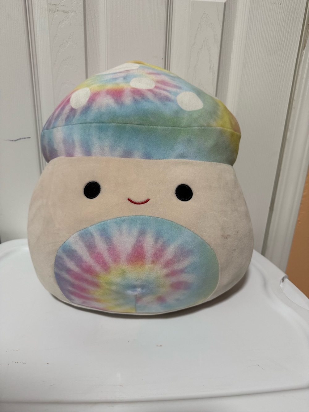 Squishmallows Tie-Dye Mushroom Plush - Pastel Rainbow & Cream